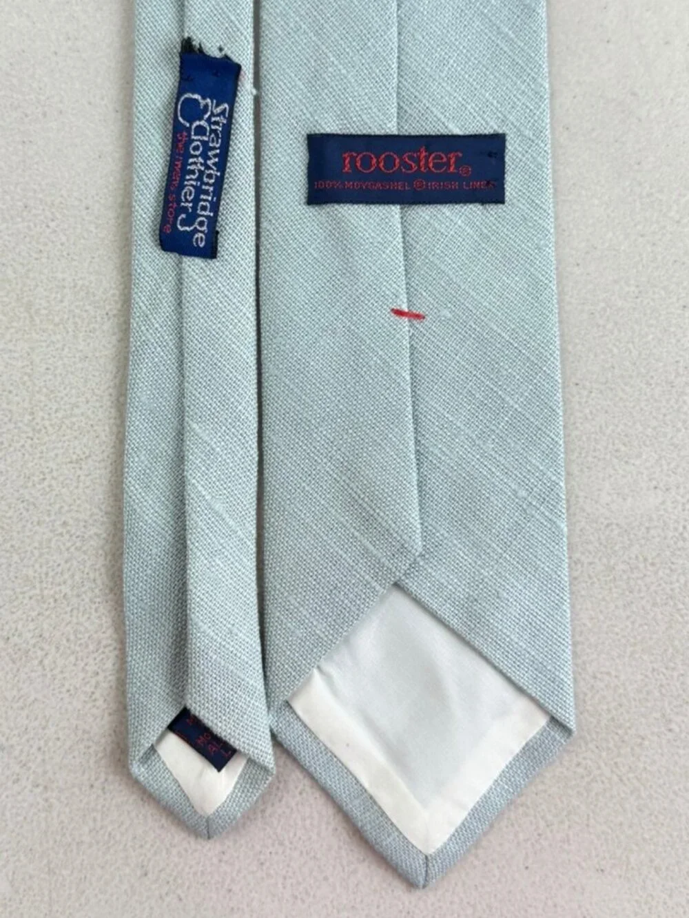 Vintage Mint Green Irish Linen Mens Tie 1960s Woven Necktie Made in USA